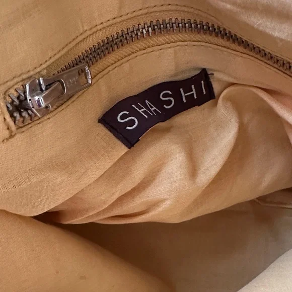 SHASHI Fringe Embellished Clutch - Tan and Silver - Picture 4 of 5